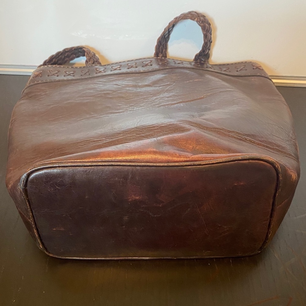 Leather Braided Strap Zipper Closure Shoulder Bag - Picture 6 of 11